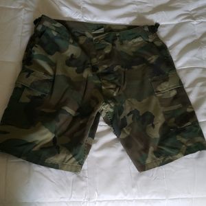 Military Surplus Cargo Shorts Woodland Camo